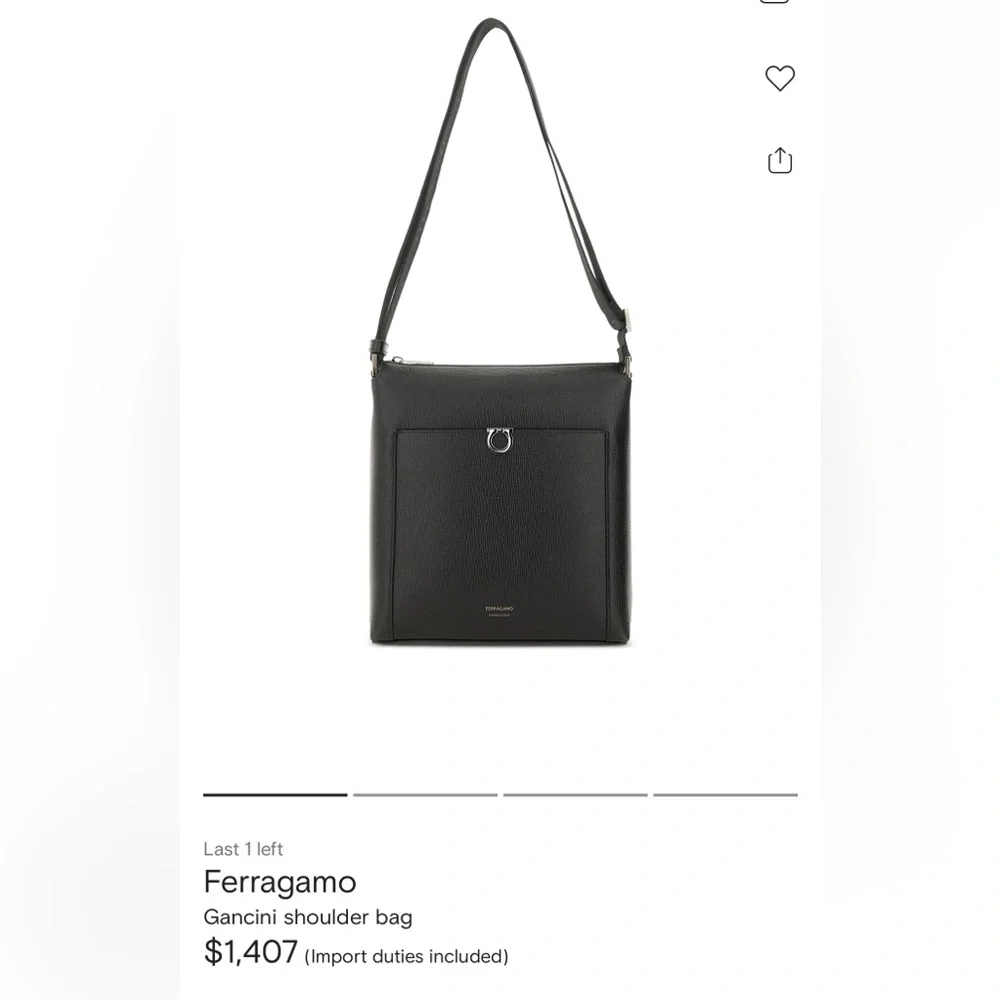 BNNW Salvatore Ferragamo Gancini Black Messenger Bag